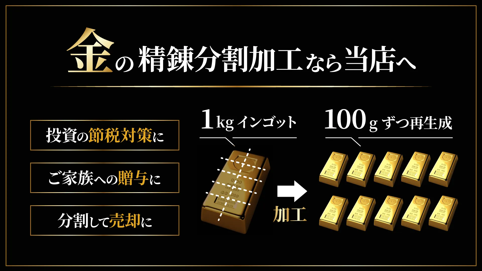 金の精錬分割加工なら当店へ